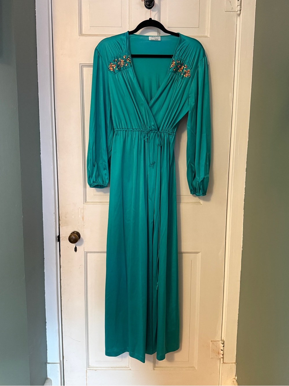 Women's Vintage Teal Robe Maxi Dress